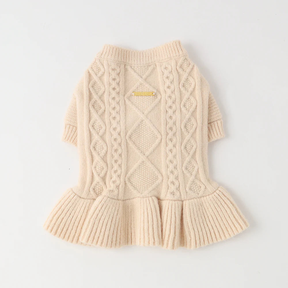 Knit cable frill dress